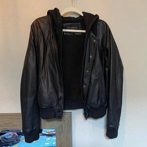 Obey Hooded Faux Leather Jacket